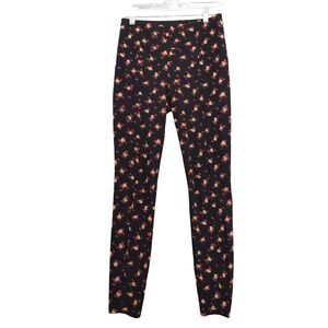 Cabi Lean Leggings Black Floral Print High Rise Pants XS Pockets 4142